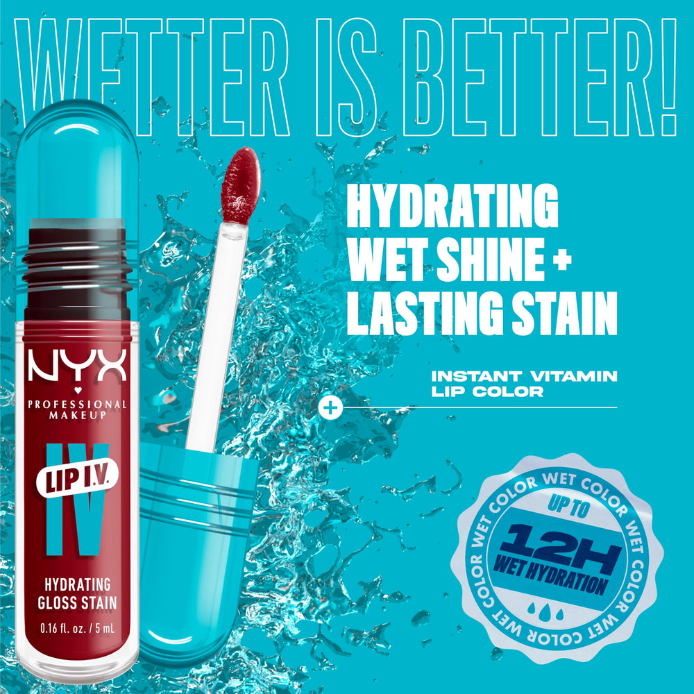 NYX PROFESSIONAL MAKEUP texture swipe showing glossy pigment intensity and buildable coverage benefit