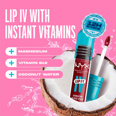 NYX PROFESSIONAL MAKEUP product styled with coconut water to highlight hydrating ingredient benefit