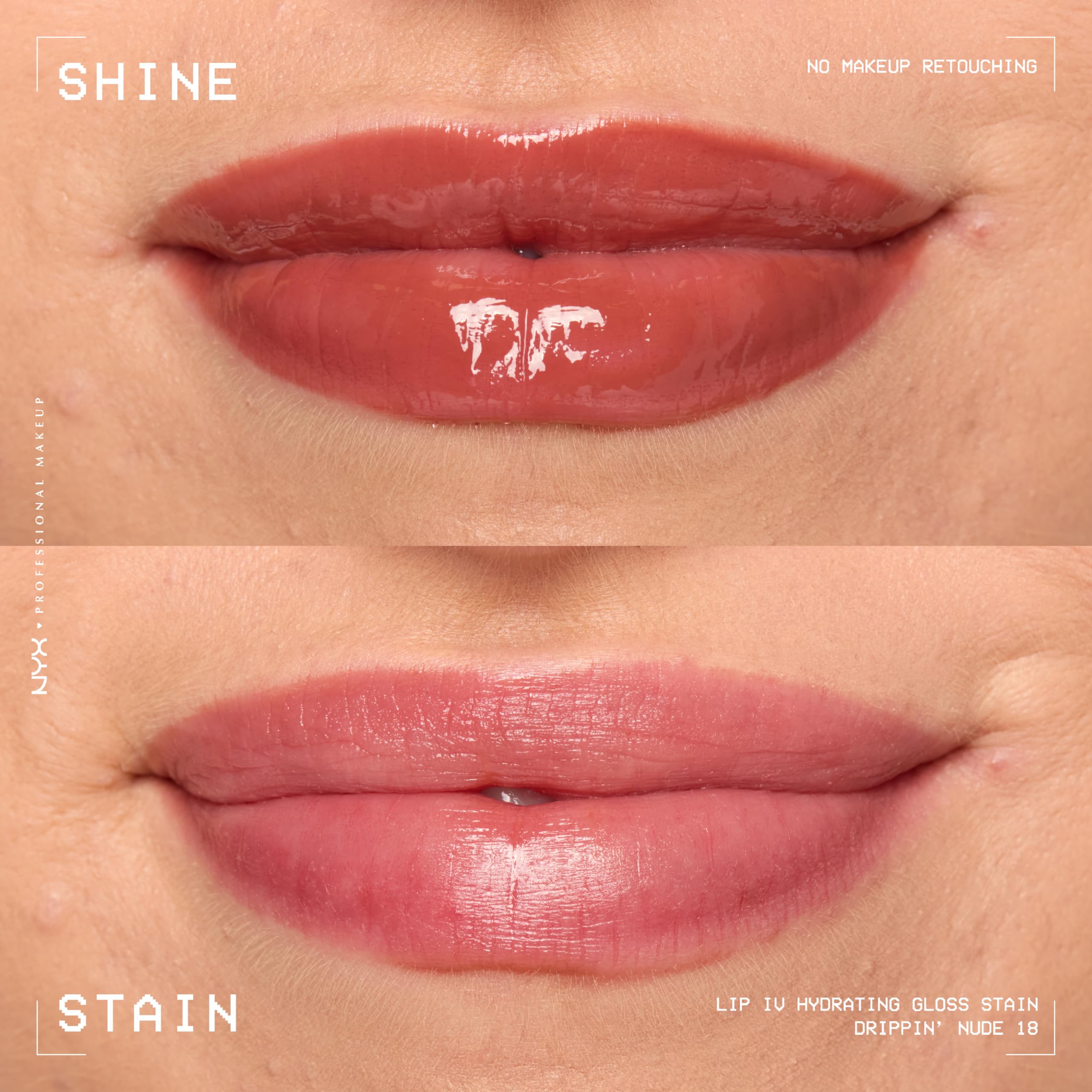NYX PROFESSIONAL MAKEUP glossy texture swipe demonstrating wet-shine finish