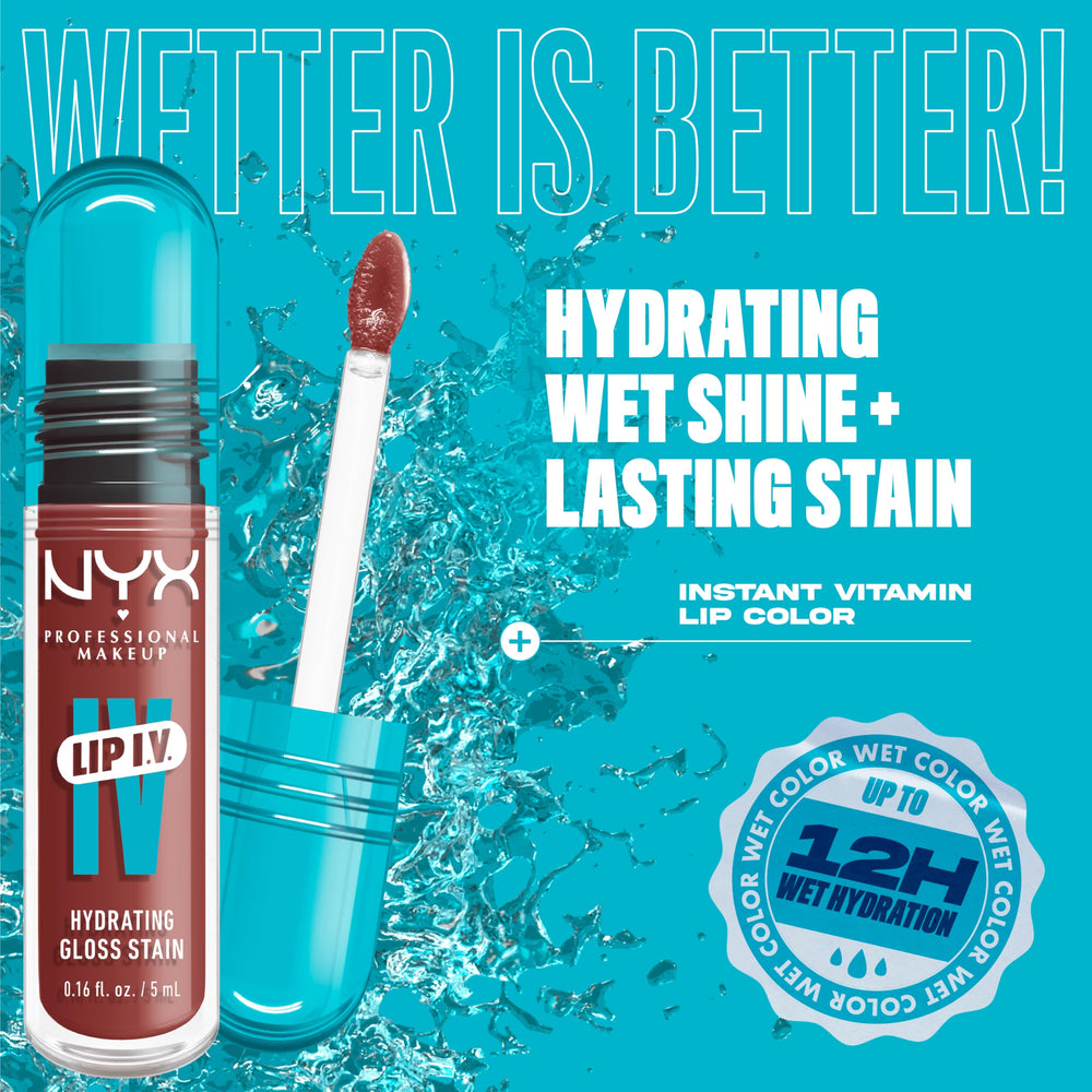 NYX Lip IV texture swatches highlighting hydrating pigment and shine