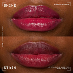 NYX Lip IV worn on model lips showcasing Berry Thirsty shine and brightening effect