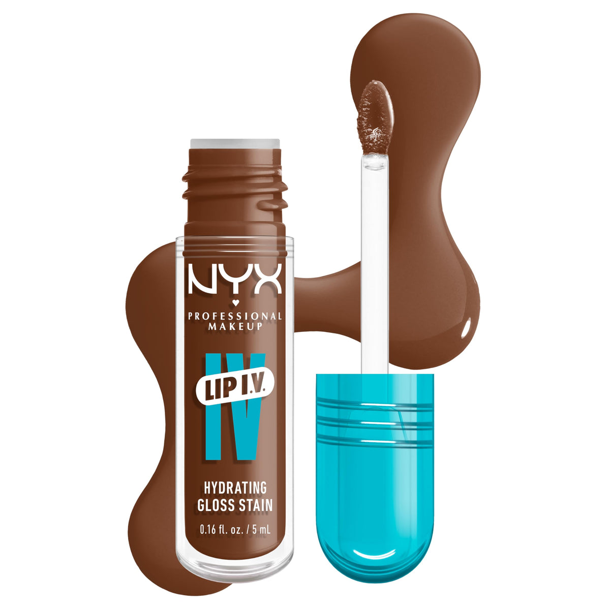 NYX PROFESSIONAL MAKEUP Lip IV front view showing glossy brown tone and instant shine