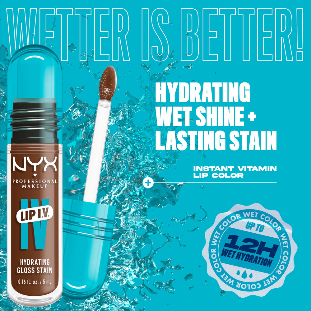 NYX PROFESSIONAL MAKEUP close-up of glossy texture showing lightweight high-shine finish