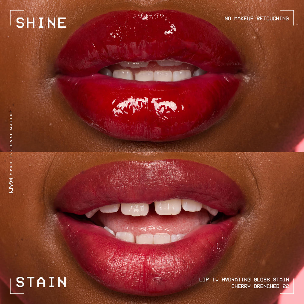 NYX PRODUCT texture swipe showing lightweight pigment and instant shine benefit