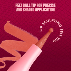 NYX PROFESSIONAL MAKEUP liner in use outlining lips, illustrates easy contouring benefit