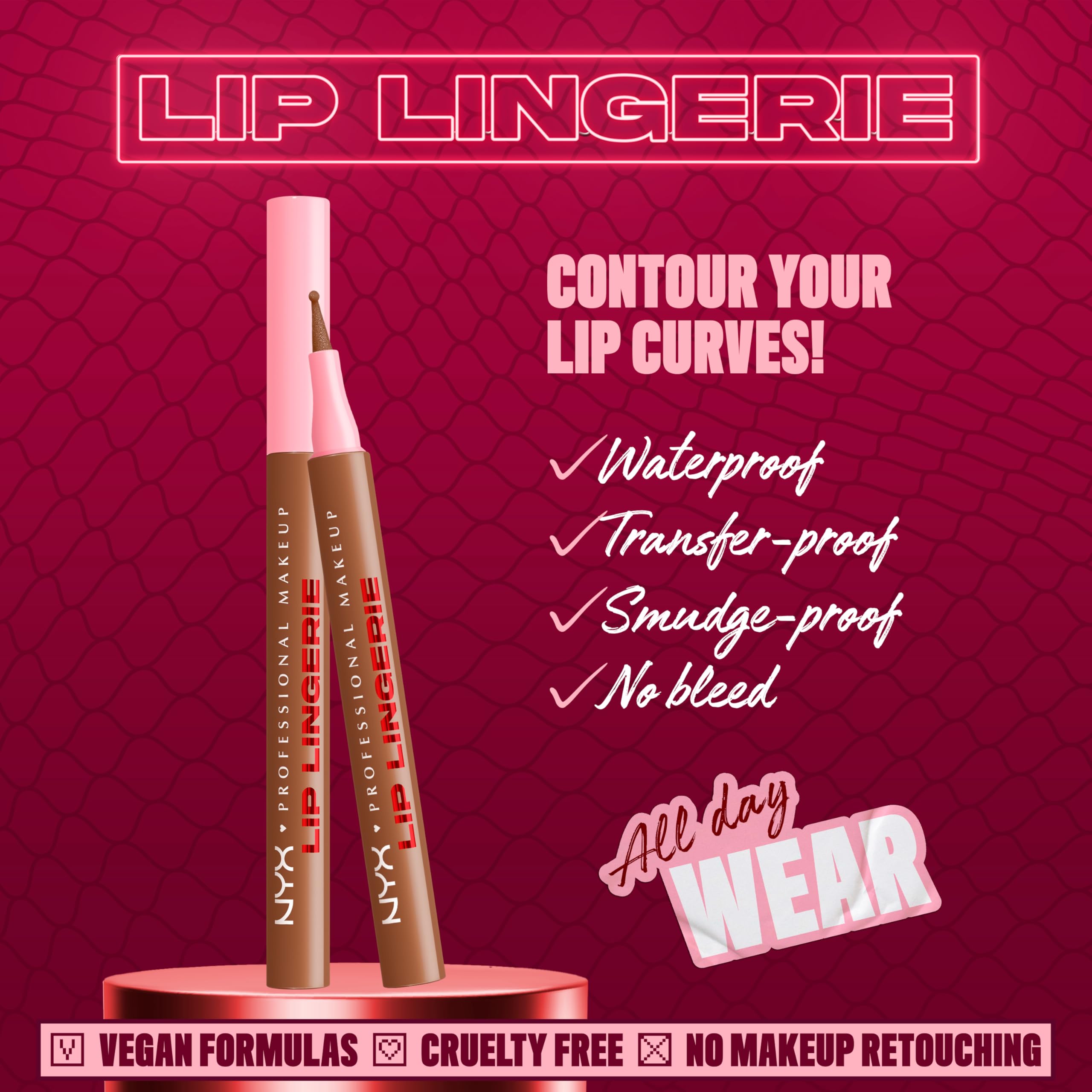 NYX PROFESSIONAL MAKEUP ballpoint felt tip close-up, precise curve-hugging application