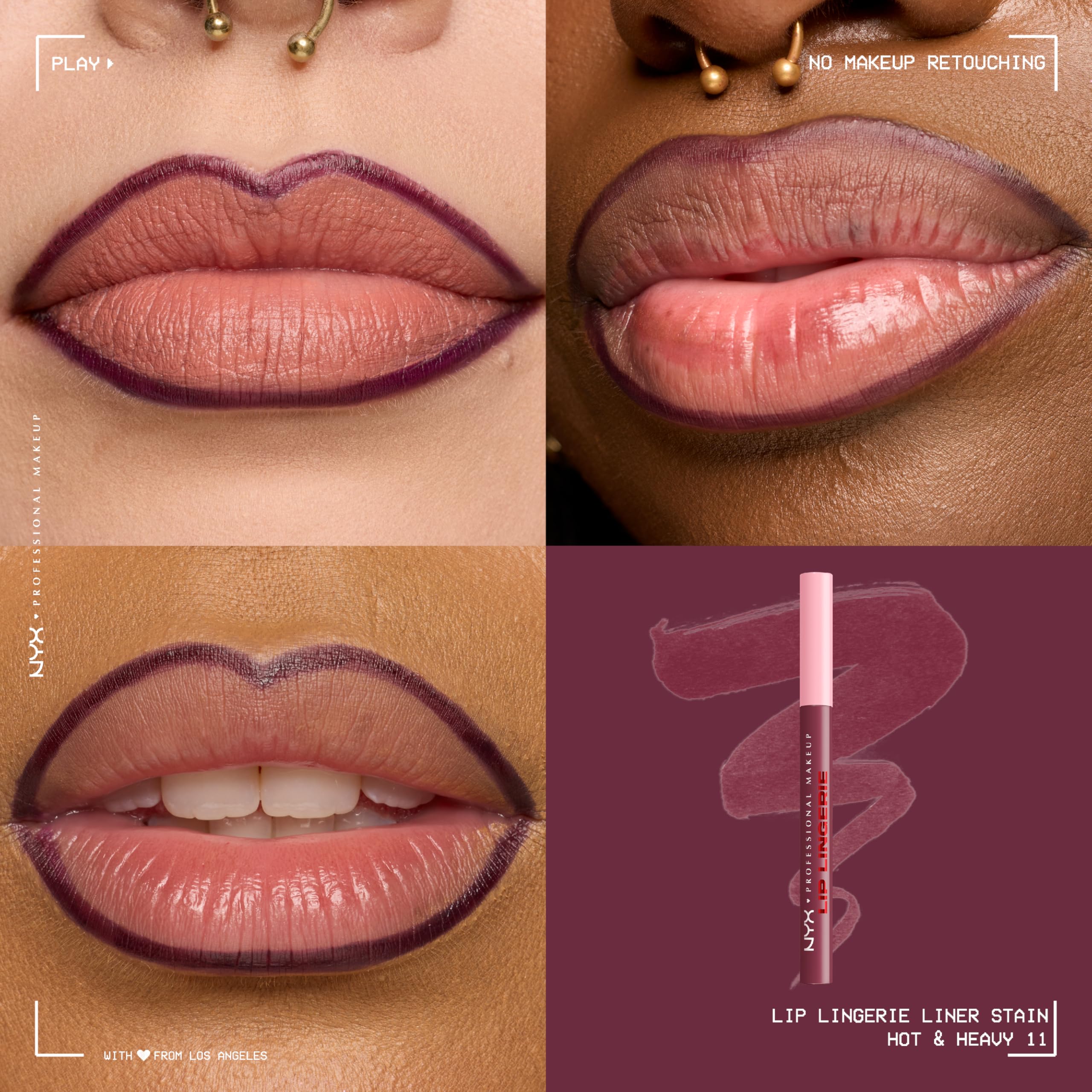 NYX PROFESSIONAL MAKEUP arm swatches showing black currant pigmentation and buildability