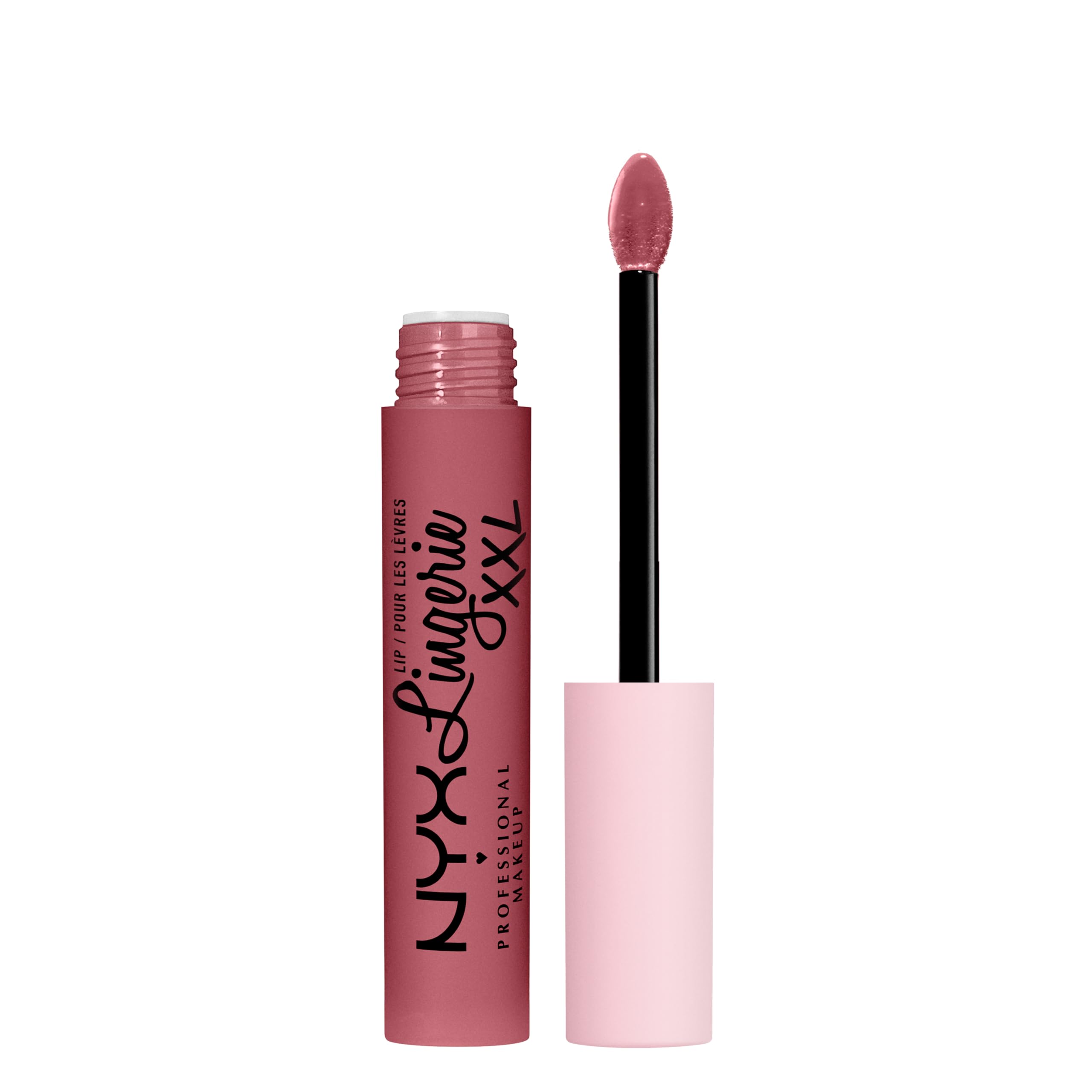 NYX PROFESSIONAL MAKEUP front tube view showing dusty pink shade and branding for easy ID