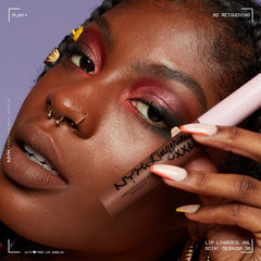 NYX PROFESSIONAL MAKEUP lip close-up wearing Goin Desnuda to show smooth matte finish benefit