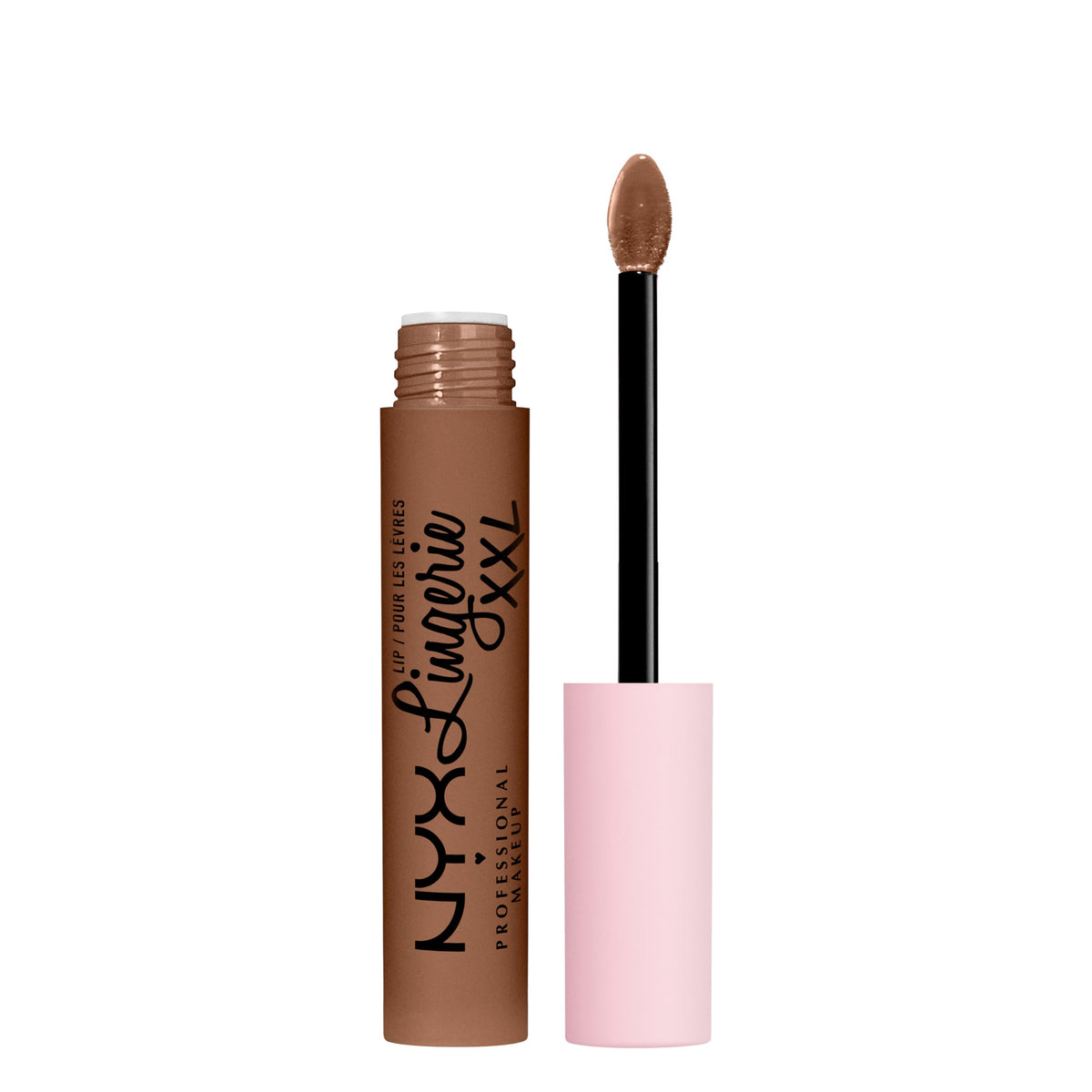 NYX PROFESSIONAL MAKEUP front packaging showing warm caramel shade and benefits