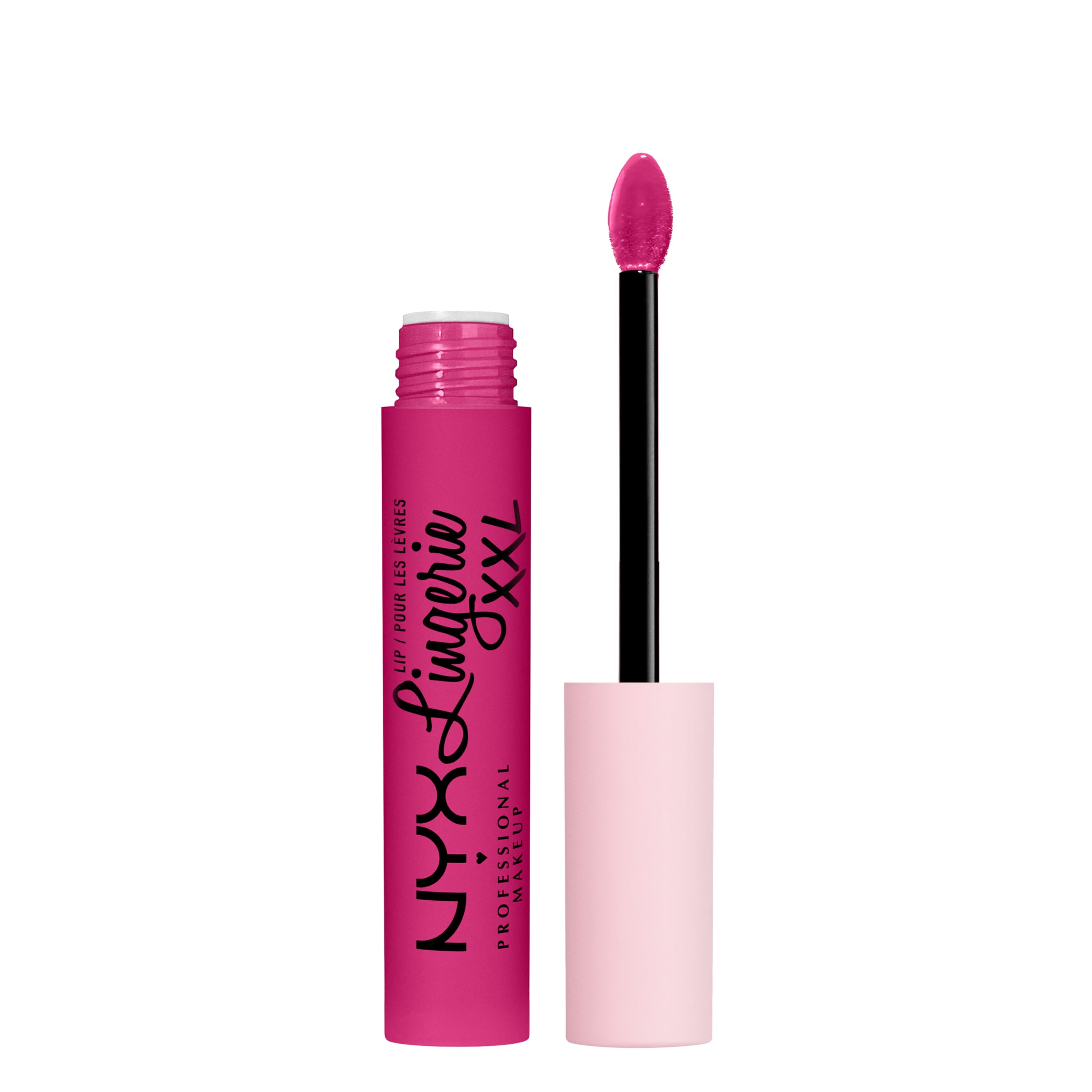 NYX Lip Lingerie XXL front packaging showing shade Pink Hit and product benefits