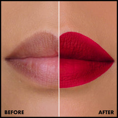 NYX PROFESSIONAL MAKEUP on model wearing Stamina for an evening look showing bold color benefit dramatic pout