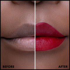 NYX PROFESSIONAL MAKEUP swatch on arm displaying blue-red Stamina payoff benefit true color