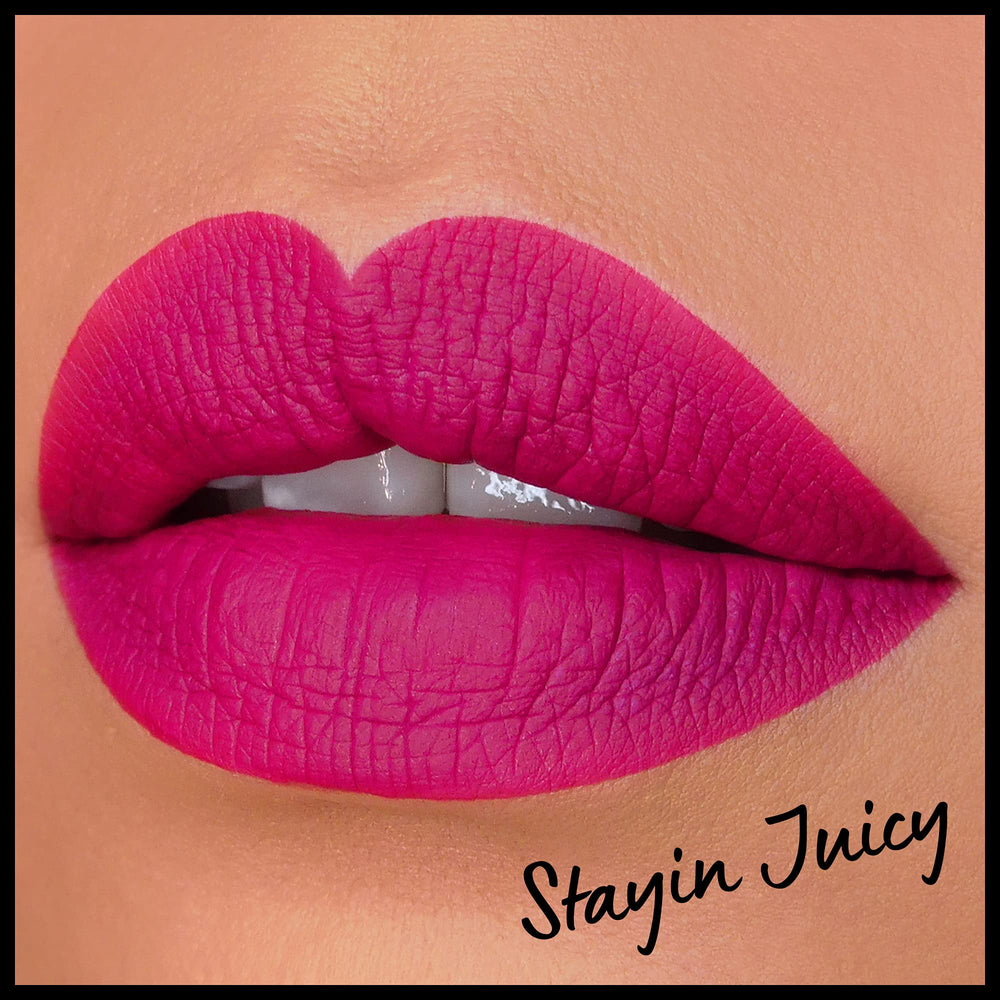 NYX PROFESSIONAL MAKEUP swatch on arm illustrating true Stayin' Juicy color payoff