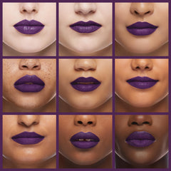 NYX PROFESSIONAL MAKEUP worn on model lips showing long-lasting wine purple impact
