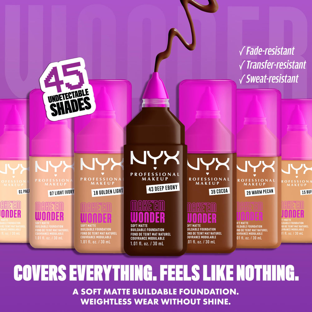 NYX PROFESSIONAL MAKEUP close-up droplet of Make 'Em Wonder texture highlighting lightweight hydration
