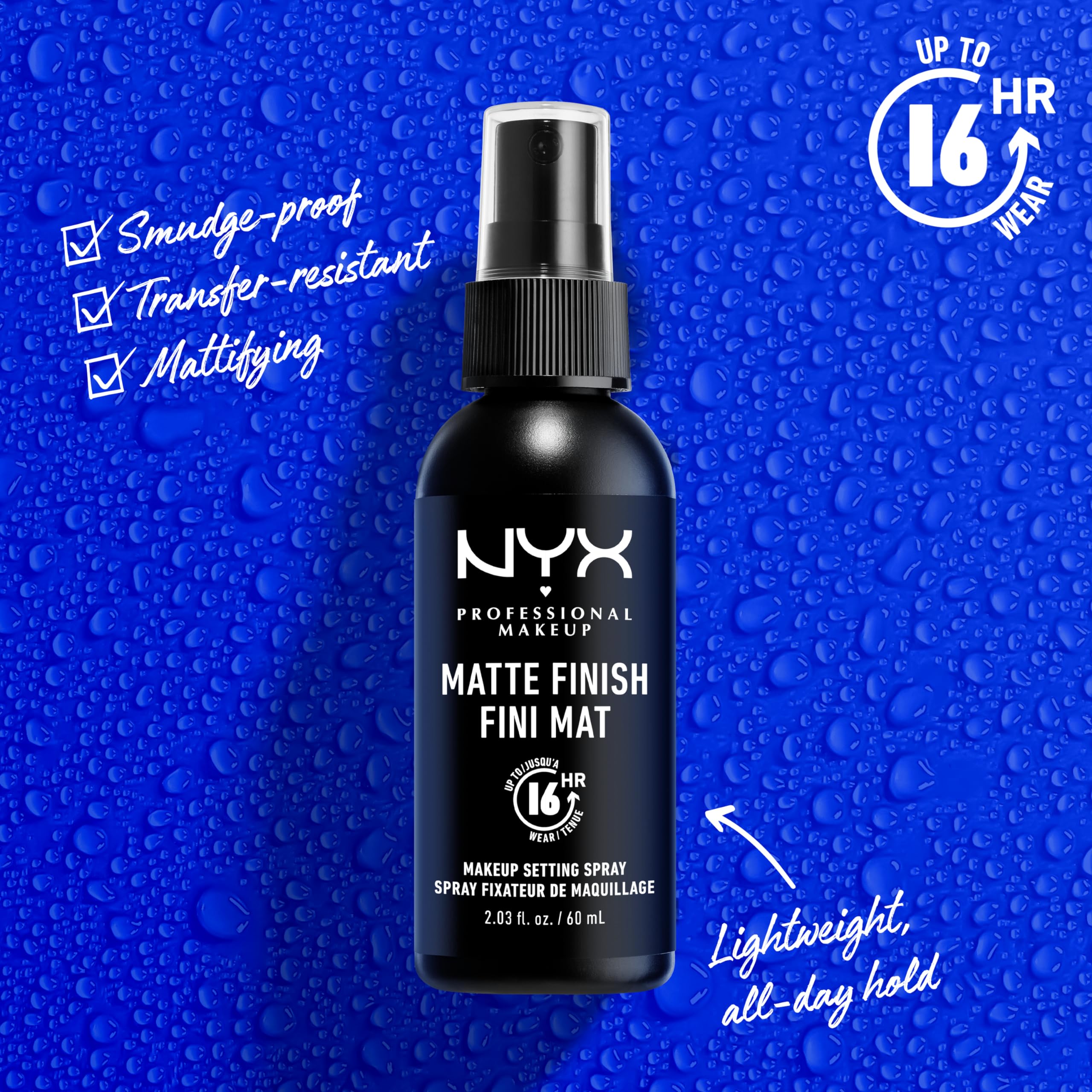 NYX PROFESSIONAL MAKEUP fine mist texture in air demonstrating lightweight, non-greasy coverage