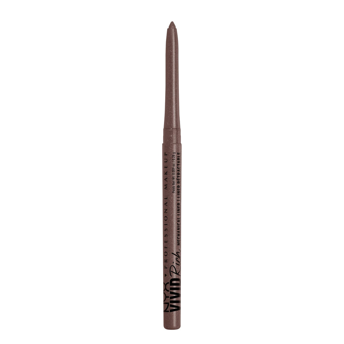 NYX PROFESSIONAL MAKEUP front packaging showing sleek pencil, easy storage benefit