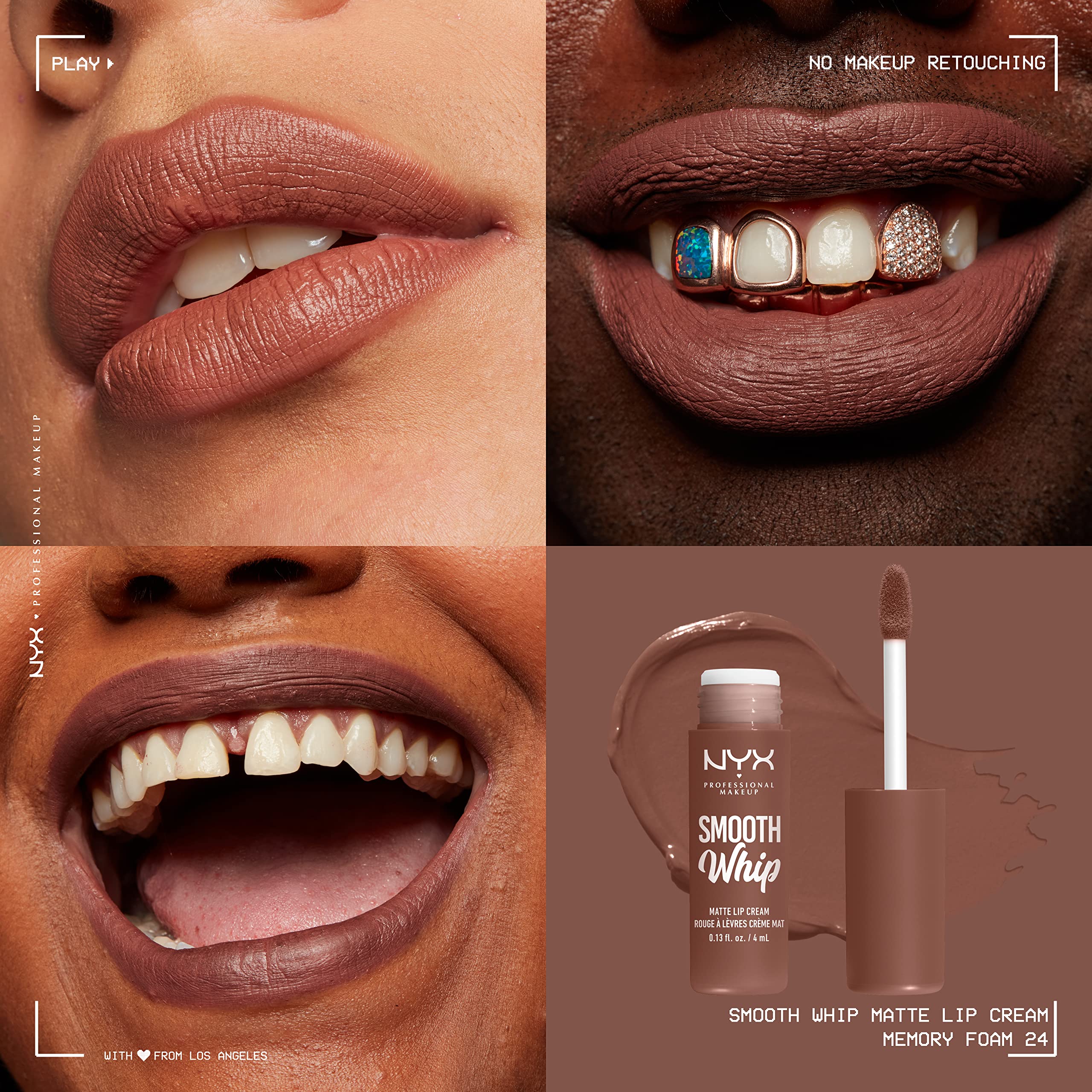 NYX PROFESSIONAL MAKEUP texture swipe showing whipped matte finish benefit smooth coverage