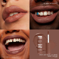 NYX PROFESSIONAL MAKEUP texture swipe showing whipped matte finish benefit smooth coverage