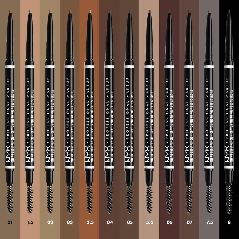 NYX PROFESSIONAL MAKEUP Micro Brow Pencil Chocolate swatch strokes on paper showing tone and water-resistant finish