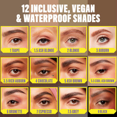 NYX micro brow pencil held in hand showing compact size for easy touch-ups