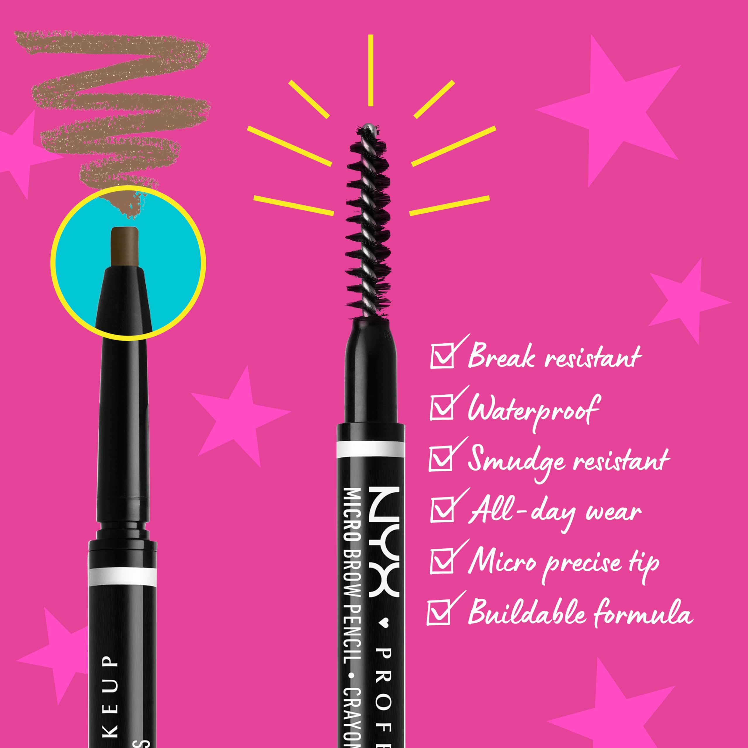 NYX PROFESSIONAL MAKEUP close-up of ultra-slim tip draws hair-like strokes for precise shaping