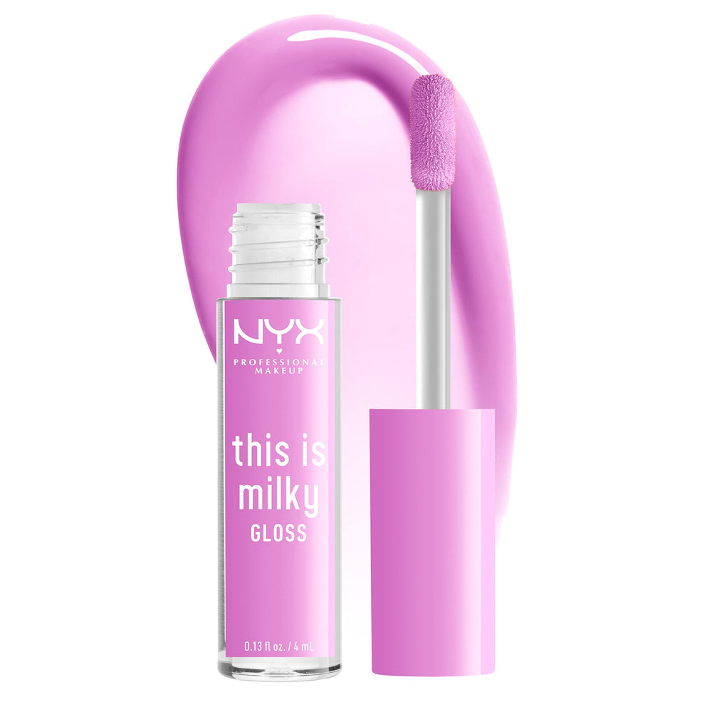 NYX PROFESSIONAL MAKEUP front packaging showing lilac gloss and benefit of glossy shine