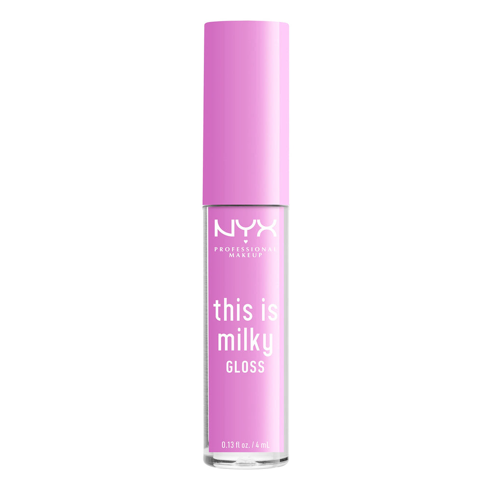 NYX PROFESSIONAL MAKEUP gloss styled with lilac outfit showing wearable color benefit