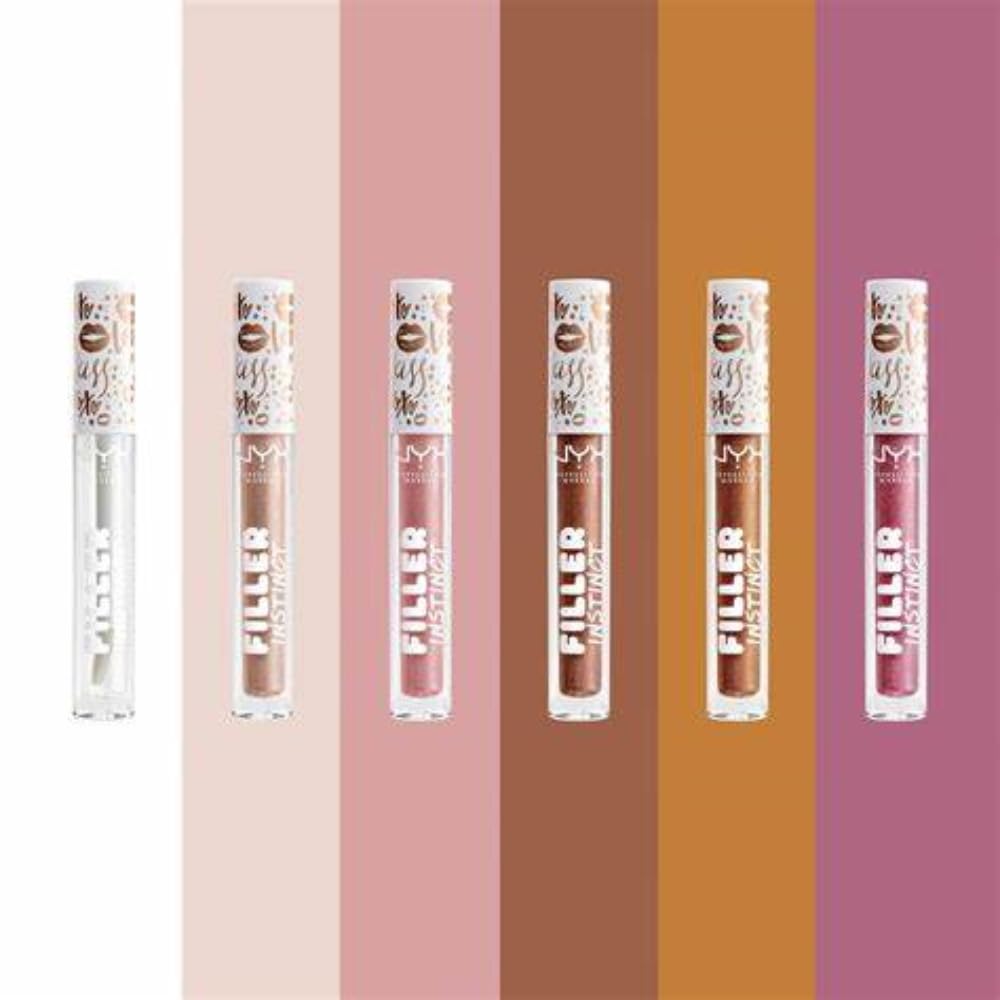 NYX PROFESSIONAL MAKEUP gloss worn on lips in lifestyle shot enhances shine and plumping effect
