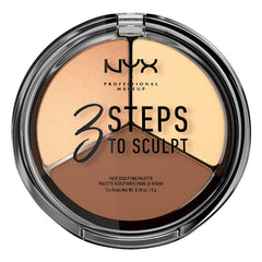 NYX PROFESSIONAL MAKEUP close-up swatches of contour, highlight and bronze with brush demonstrating blendable texture