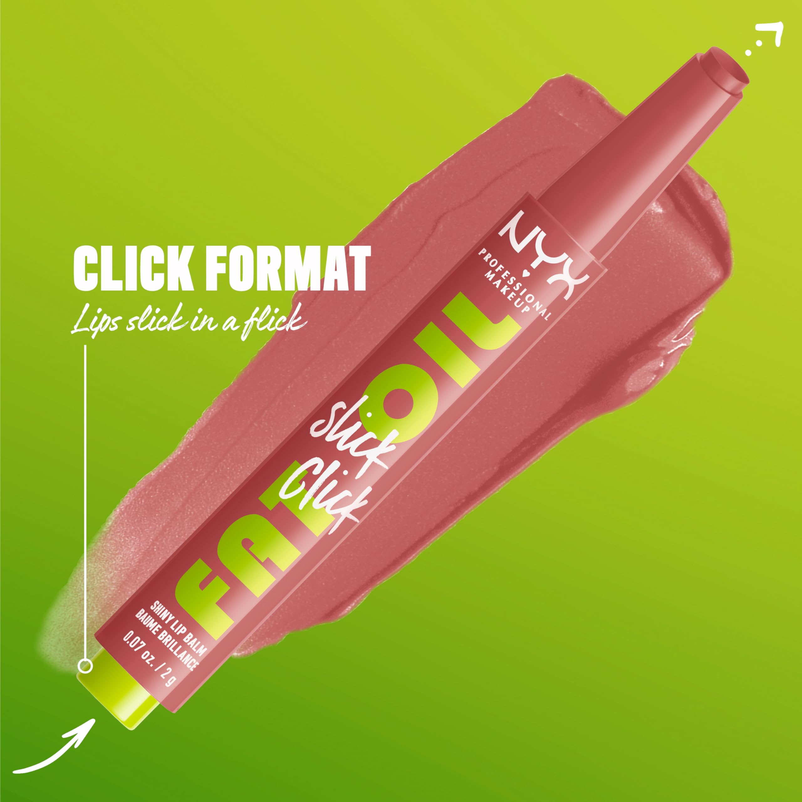 NYX PROFESSIONAL MAKEUP close-up oil sheen highlights nourishing shine and comfort benefit