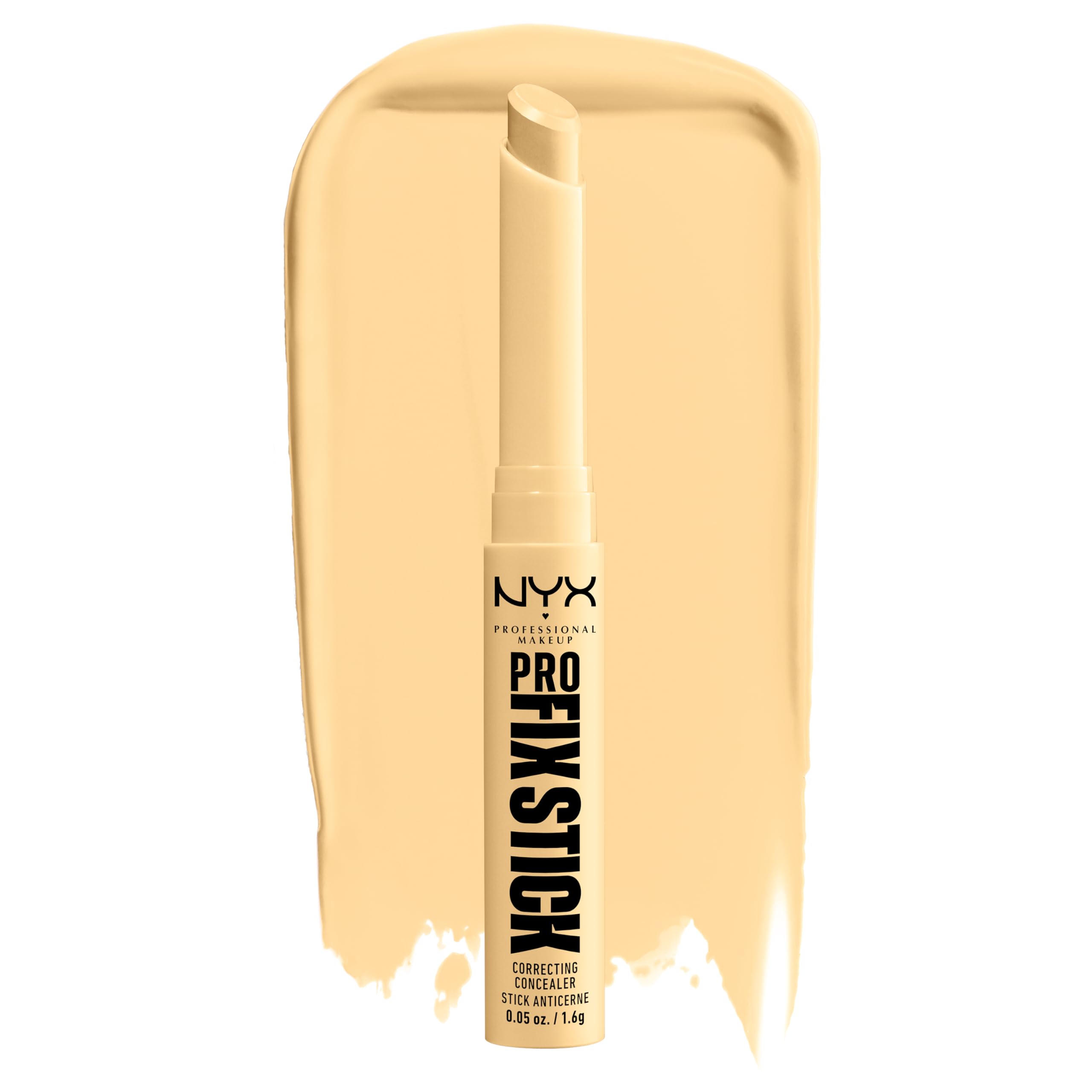 NYX Pro Fix Stick yellow front view showing compact concealer stick and shade