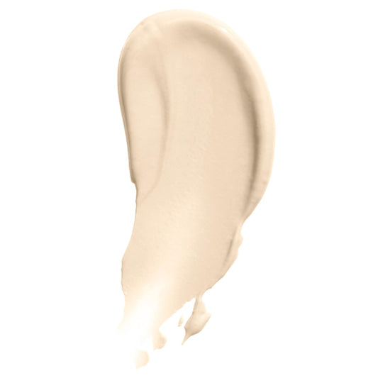 NYX PROFESSIONAL MAKEUP doe-foot applicator and skin swatch showing creamy texture and smooth finish