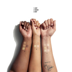 NYX labeled shade pans emphasizing color choices and precise color-correcting benefits