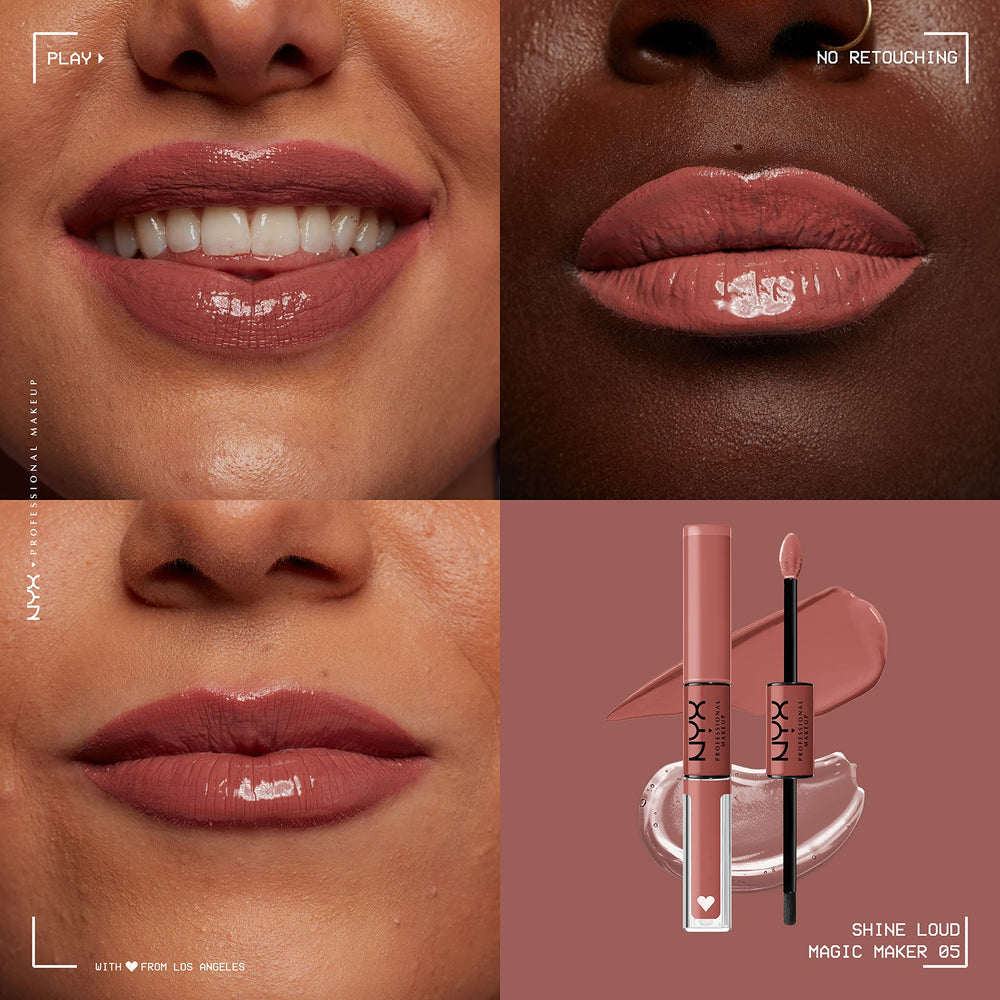 NYX PROFESSIONAL MAKEUP close-up of glossy texture highlighting non-sticky reflective finish benefit
