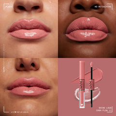 NYX PROFESSIONAL MAKEUP texture swipe of base and gloss showing color payoff
