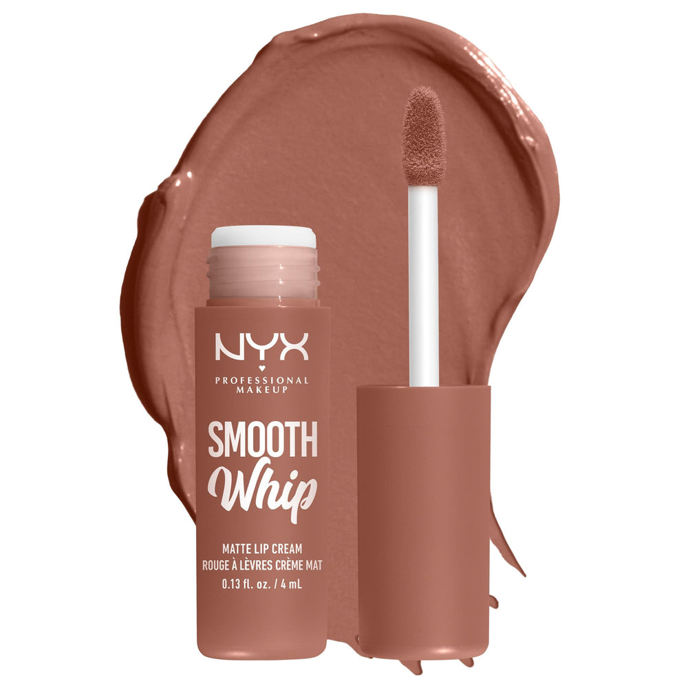 NYX PROFESSIONAL MAKEUP front packaging displaying shade Pancake Stacks and applicator, clear product ID and benefit