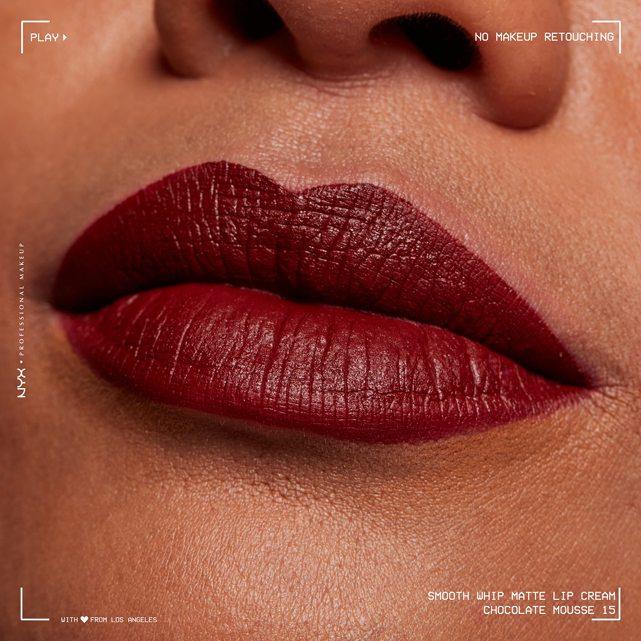NYX Professional Makeup shade comparison strip showing Chocolate Mousse among neutrals for selection help