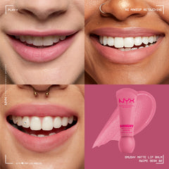 NYX Smushy Matte applicator closeup displaying soft rounded tip for smooth, precise application