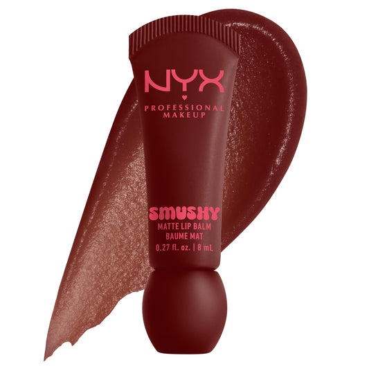 NYX Smushy Matte front packaging showing shade and balm tip, clear product ID benefit