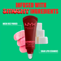 NYX Smushy Matte beside a coin for size comparison showing compact convenience benefit