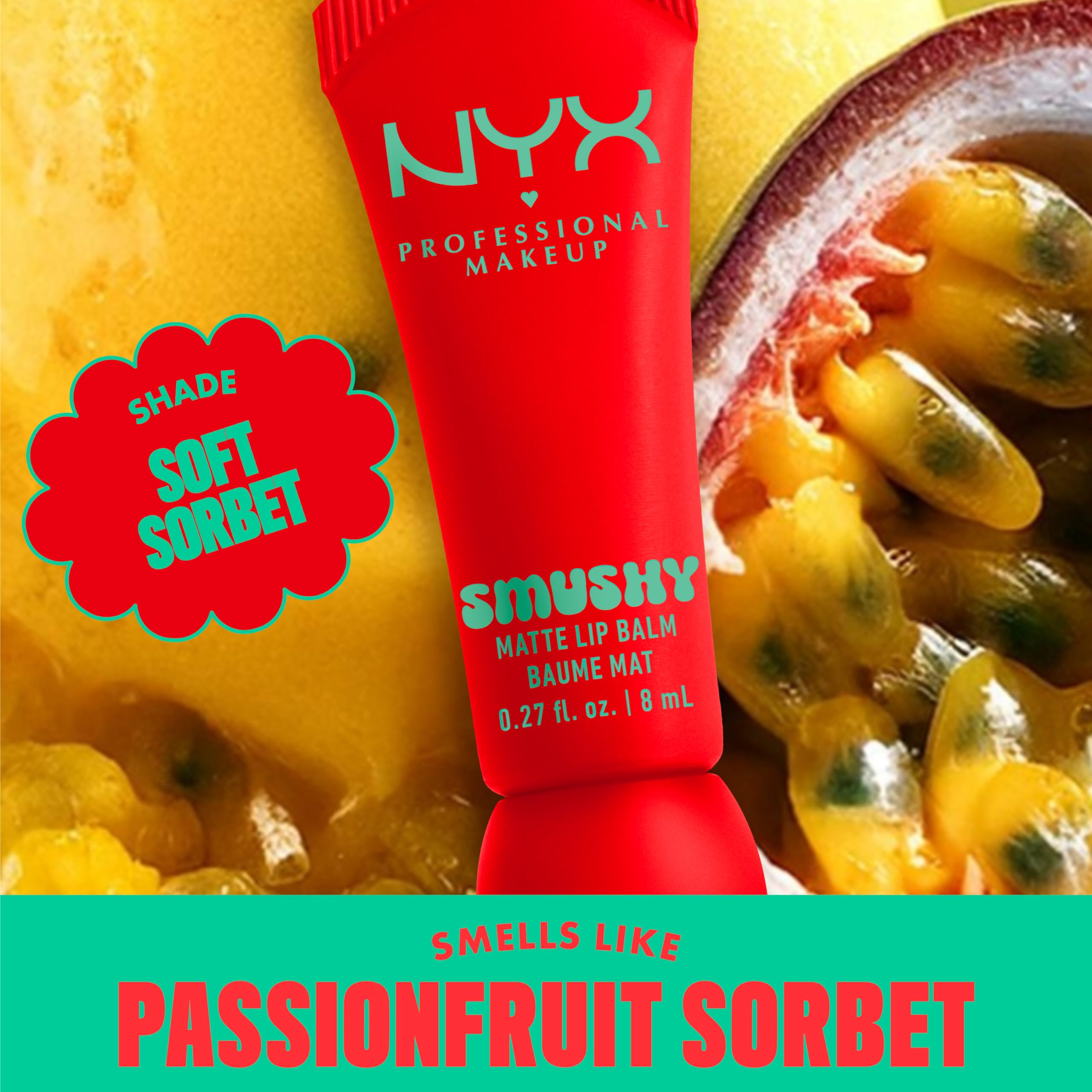 NYX PROFESSIONAL MAKEUP swatched on lips demonstrating peachy-orange buildable color