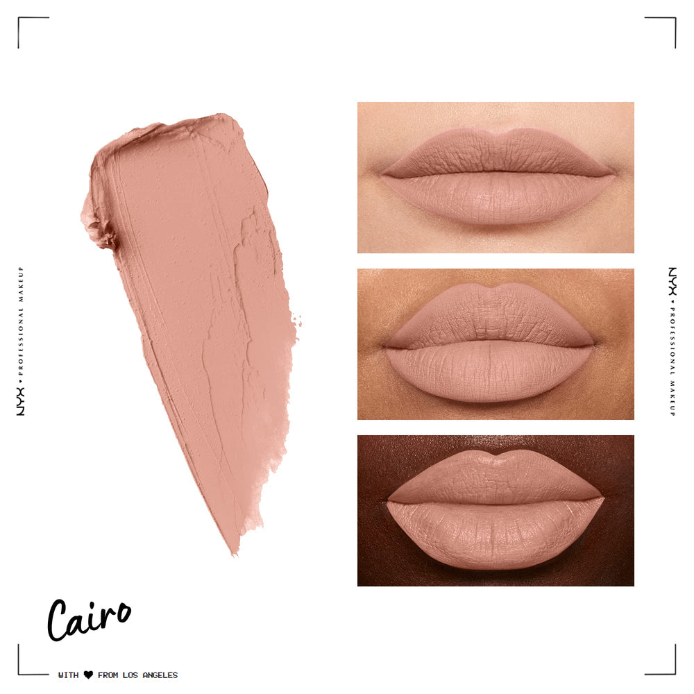 NYX PROFESSIONAL MAKEUP swatches on arm showing true Cairo pigment payoff