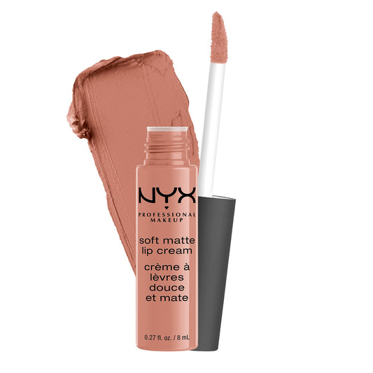 NYX Professional Makeup tube front view showing Stockholm shade and compact design benefit