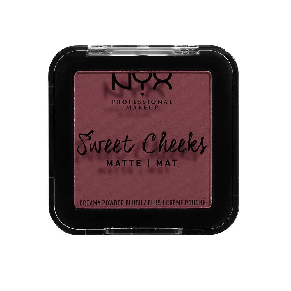 NYX Sweet Cheeks front packaging showing Bang Bang shade and easy-to-blend matte finish