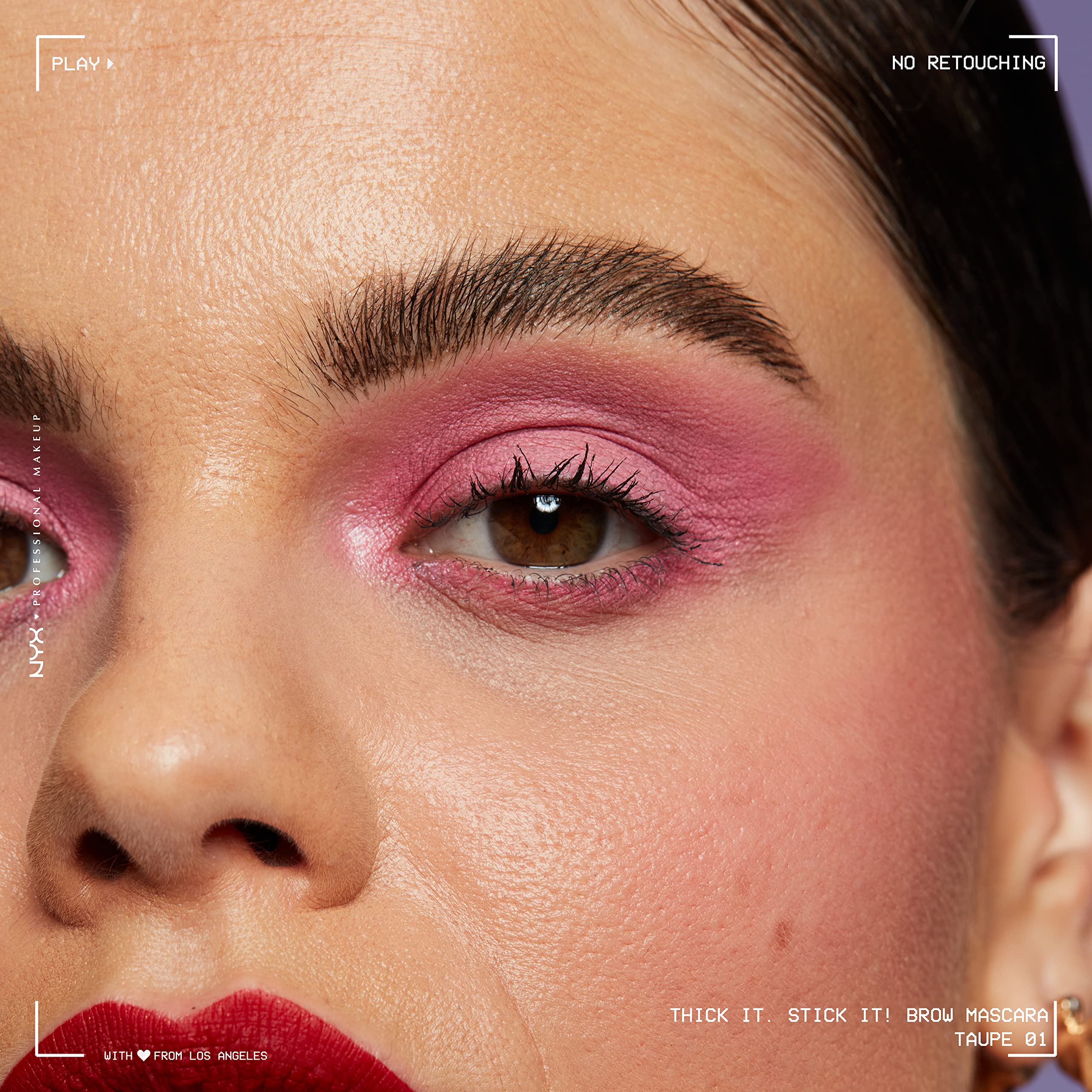 NYX PROFESSIONAL MAKEUP application on brow demonstrating instant volume and hold