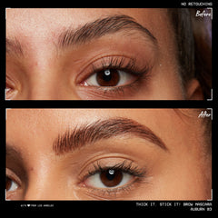 NYX PROFESSIONAL MAKEUP textured swatch on skin showing buildable auburn pigmentation