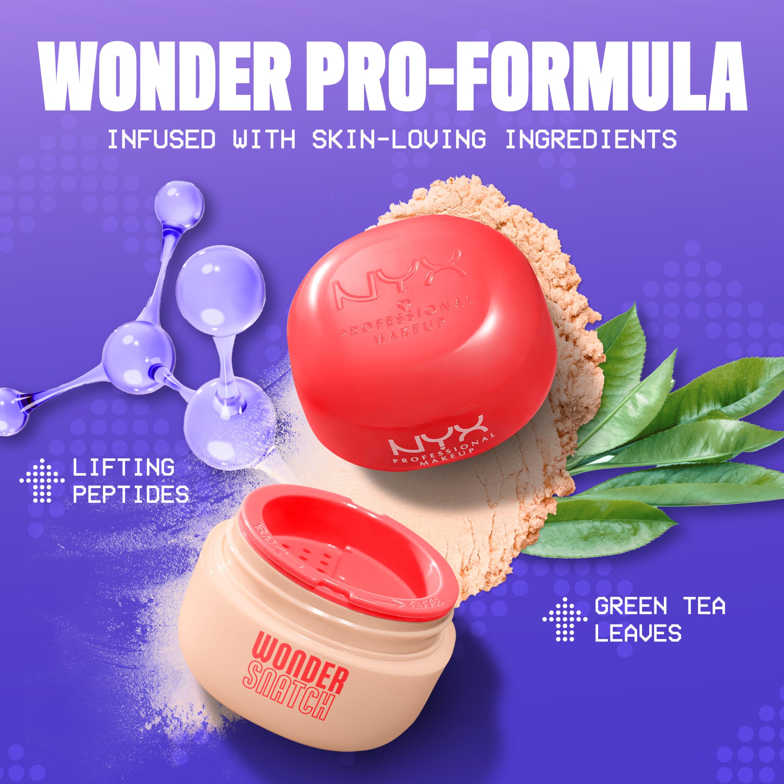 NYX PROFESSIONAL MAKEUP applying powder with fluffy brush for long-lasting matte finish