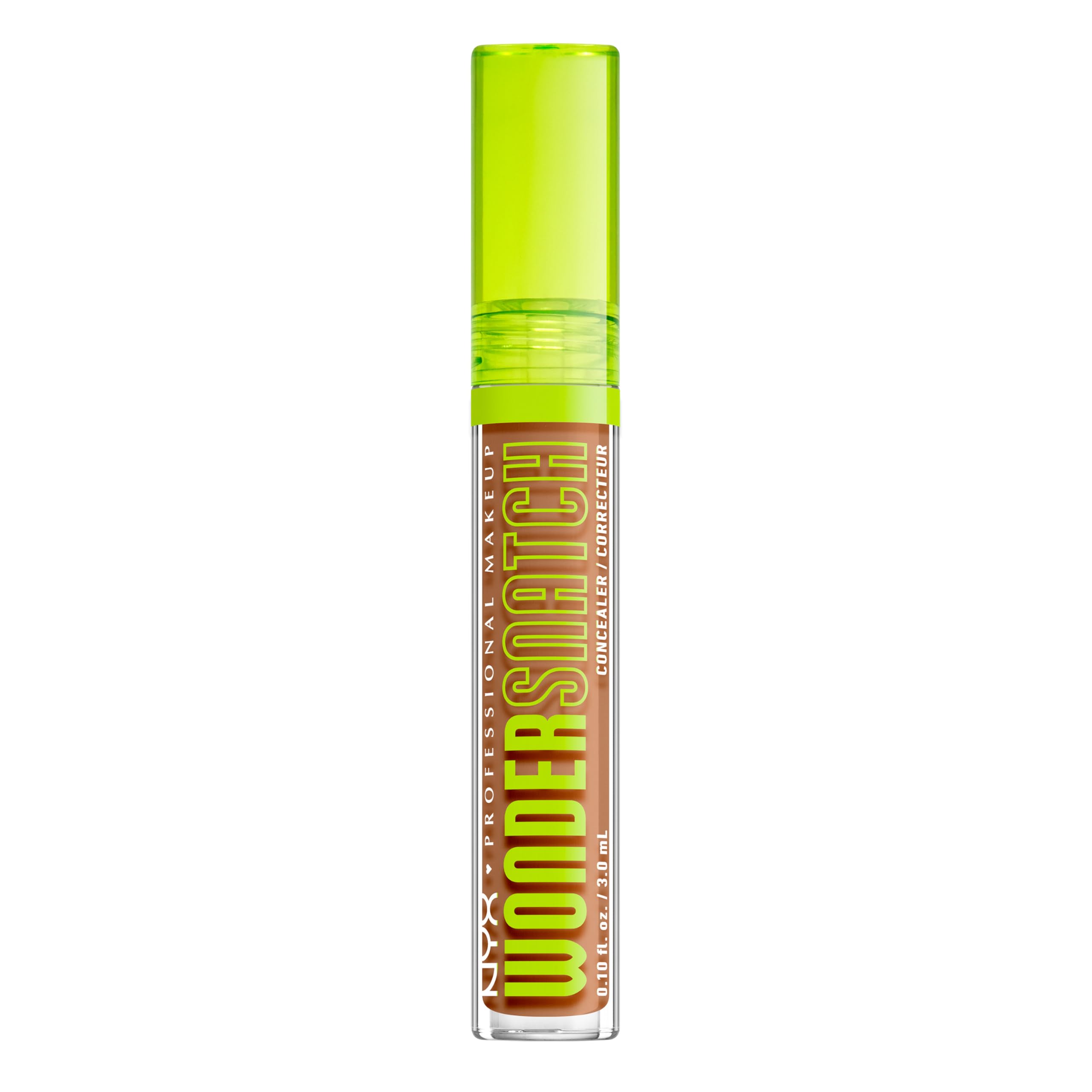 NYX PROFESSIONAL MAKEUP concealer front view showing Cinnamon shade and compact packaging benefit